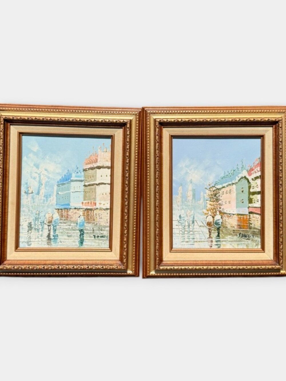 Vintage Framed Oil Paintings Street Scenes Impressionist Signed